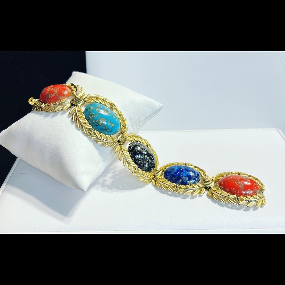 Vintage Signed Emmons Art Glass Costume Bracelet